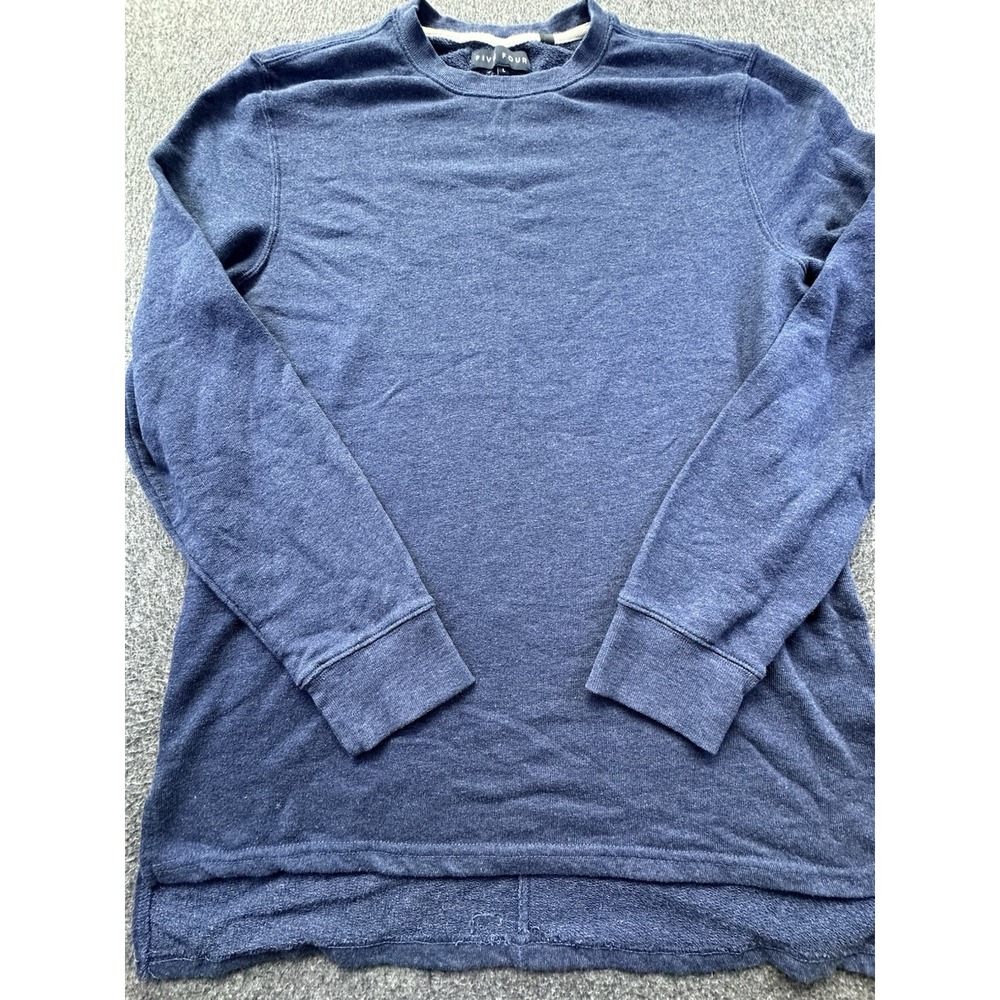 Five‎ Four Sweater Mens Large Blue Long Sleeve Pullover Slits Hi Low Hem Casual